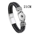 Leather Knot Bangle Single Snap Charm Bracelet 20mm Snaps (Choose Black or Brown)