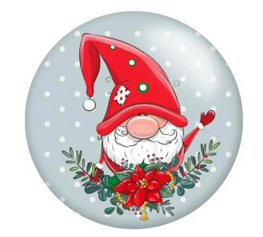 Red Christmas gnome Holiday Snap Charm 20mm
