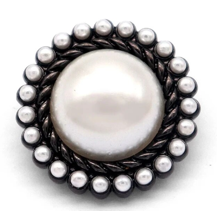 Large Silver Pearl Rope Design Snap Charm 20mm