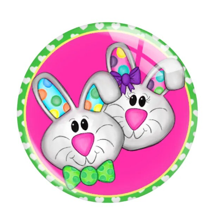 Pink Easter Holiday Bunnies Snap Charm 20mm