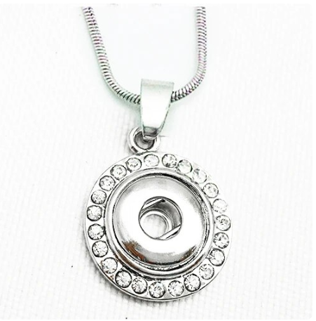 Rhinestone 12mm MINI Single Snap Necklace with Snake Chain for Snap Jewelry