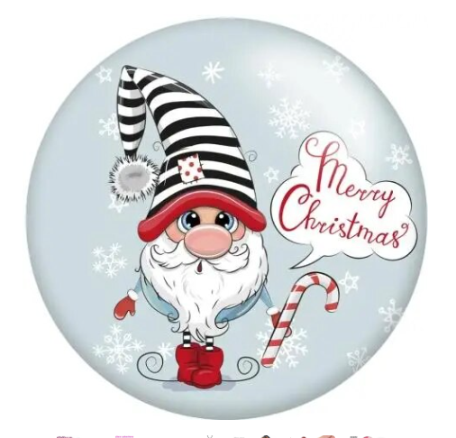 Merry Christmas Holiday Gnome Candy Cane Snap Charm 20mm