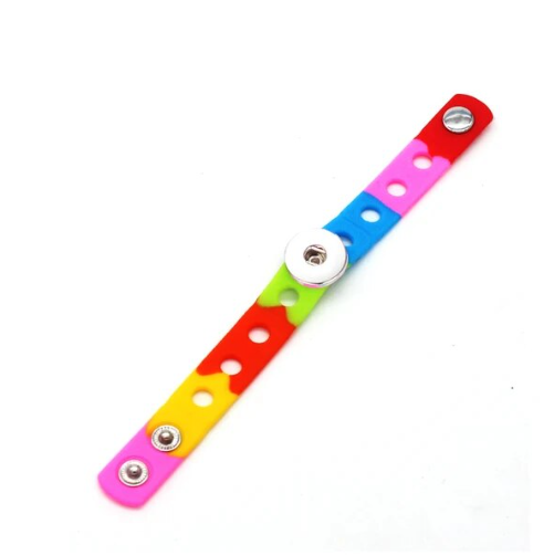 Children's Colorful Silicone Single Snap 20mm Bracelet (Assorted Colors) Fits 6"-6.5" Wrist