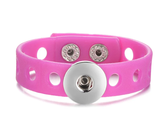 Children's Colorful Silicone Single Snap 20mm Bracelet (Assorted Colors) Fits 6"-6.5" Wrist