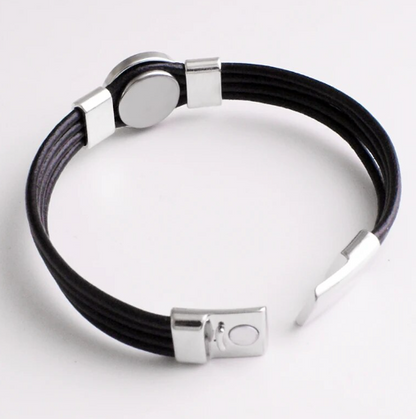 PU Leather Bangle Magnetic Clasp Single Snap 20mm Bracelet