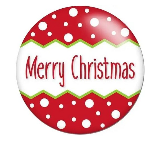 Merry Christmas Red and White Dot 20mm Snap Charm for Snap Jewelry