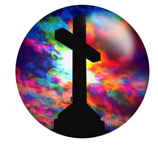 Rainbow Sky Easter Cross Snap 20mm for Snap Charm Jewelry