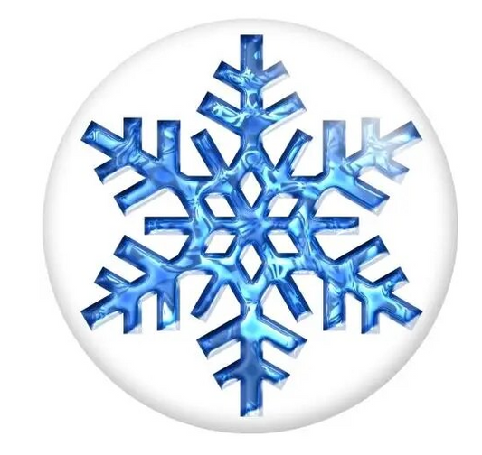 Blue and White Metal Snowflake Holiday 20mm Snap Charm