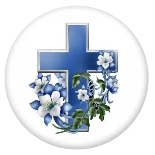 Blue Floral Easter Cross 20mm Snap for Snap Charm Jewelry