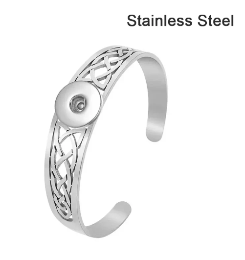 Stainless Steel Cuff Filigree Cut-Out Design for Snap Charm Jewelry (Choose from 20mm or 12mm Sizes)
