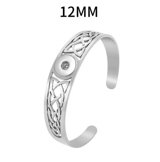 Stainless Steel Cuff Filigree Cut-Out Design for Snap Charm Jewelry (Choose from 20mm or 12mm Sizes)