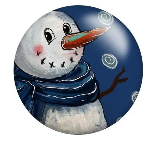 Blue Christmas Snowman 20mm Snap Charm for Snap Jewelry