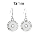 Rhinestone Round Dangle 12mm (Mini)  Snap Earrings