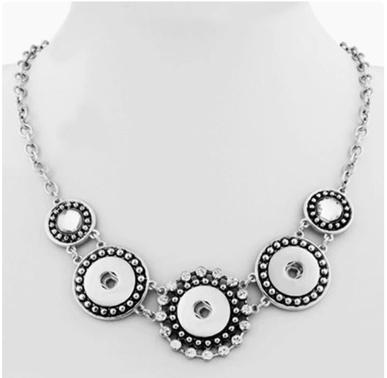 Triple Snap Rhinestone Adjustable Necklace 20mm Snap Charm