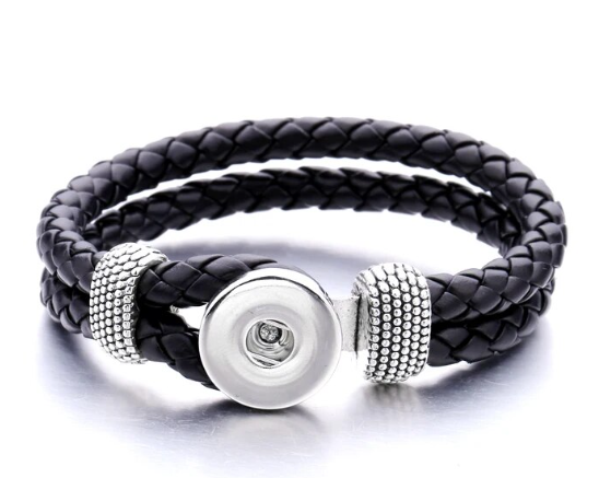 Single Snap  20mm PU Leather Loop Snap Bracelet Fit's up to 8" (Assorted Colors)