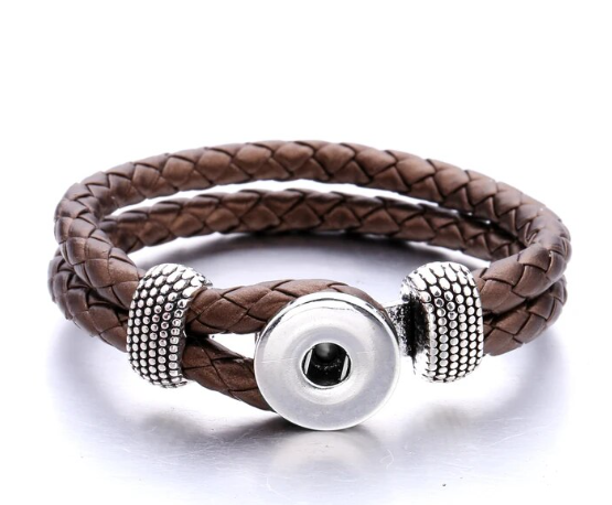Single Snap  20mm PU Leather Loop Snap Bracelet Fit's up to 8" (Assorted Colors)