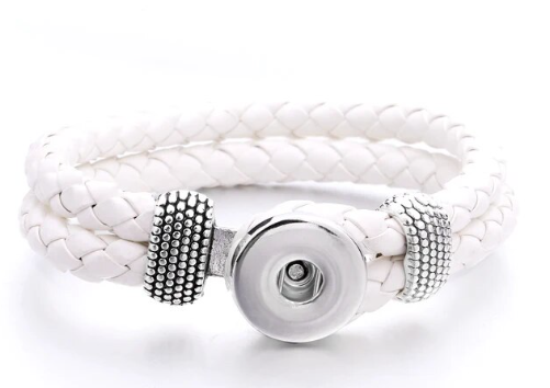 Single Snap  20mm PU Leather Loop Snap Bracelet Fit's up to 8" (Assorted Colors)