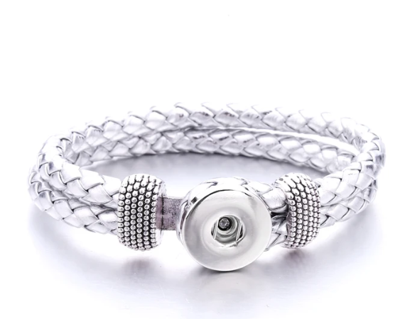 Single Snap  20mm PU Leather Loop Snap Bracelet Fit's up to 8" (Assorted Colors)