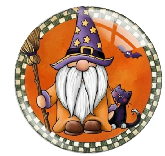 Halloween Gnome Cat Holiday Snap Charm 20mm