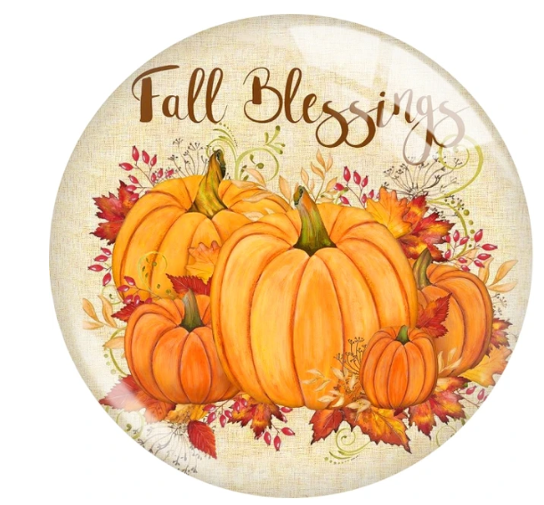 Fall Blessings Pumpkins Holiday Snap Charm 20mm