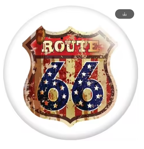 Route 66 Red/White/Blue Sign 20mm Snap Charm for Snap Jewelry