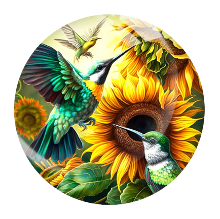 Hummingbird and Sunflower 20mm Snap Charm Jewelry