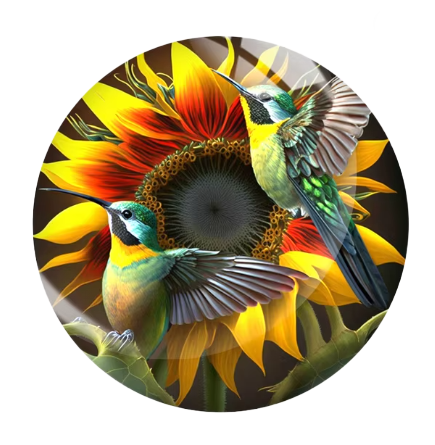 Sunflower and Hummingbirds 20mm Snap Charm for Snap Charm Jewelry