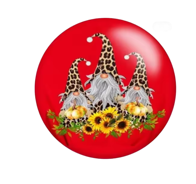 Gnomes Sunflower Leopard Red 20mm Snap Charm