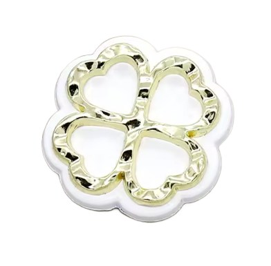 Acrylic White or Black Gold Clover 20mm for Snap Charm Jewelry