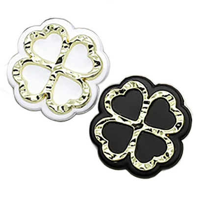 Acrylic White or Black Gold Clover 20mm for Snap Charm Jewelry