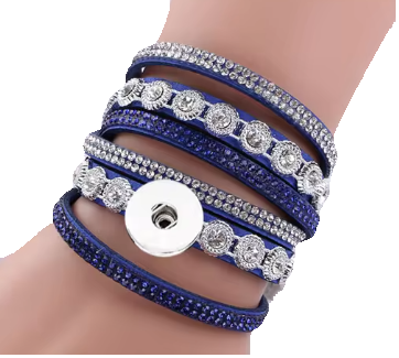 Wrap Rhinestone Single Snap 20mm Snap Bracelet (Assorted Colors)