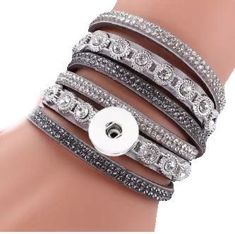 Wrap Rhinestone Single Snap 20mm Snap Bracelet (Assorted Colors)