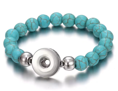 Turquoise Crackle Stretch 20mm Snap Bracelet