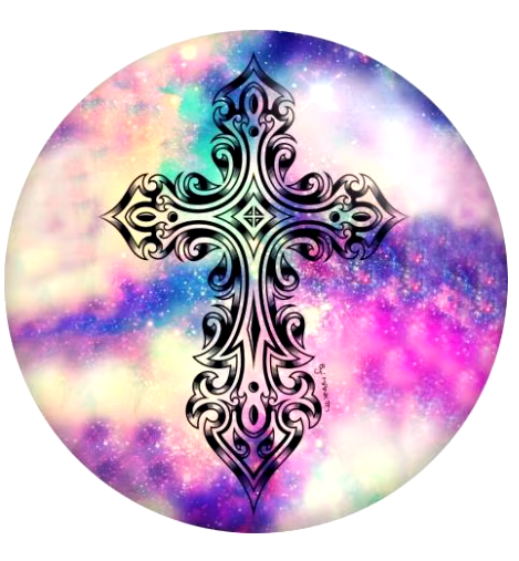 Tye-Dye Purple Filigree Cross Snap 20mm for Snap Jewelry