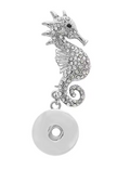Rhinestone Seahorse Single Snap Brooch Pin 20mm For Snap Jewelry