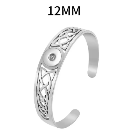 Stainless Steel 12mm MINI Cuff Open Weave Snap Bracelet