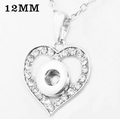 Rhinestone Open Heart 12mm MINI Snap Charm Necklace with Chain
