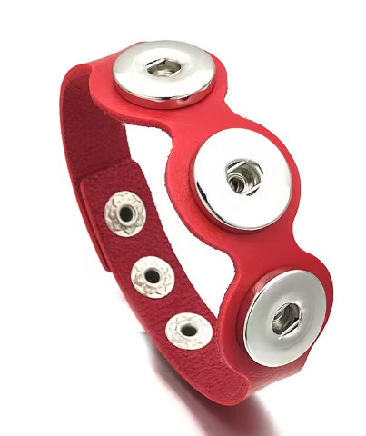 Triple Snap PU Leather 20mm Snap Charm Jewelry with 3 Snap Adjustments