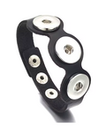 Black PU Leather Triple Snap 20mm Bracelet for Snap Jewelry