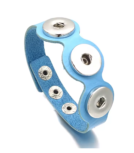 Light Blue PU Leather 20mm Snap Charm for Snap Charm Jewelry