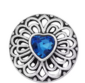 Metal Birthstone Heart Rhinestone Filigree 20mm Snap Charm for Snap Jewelry