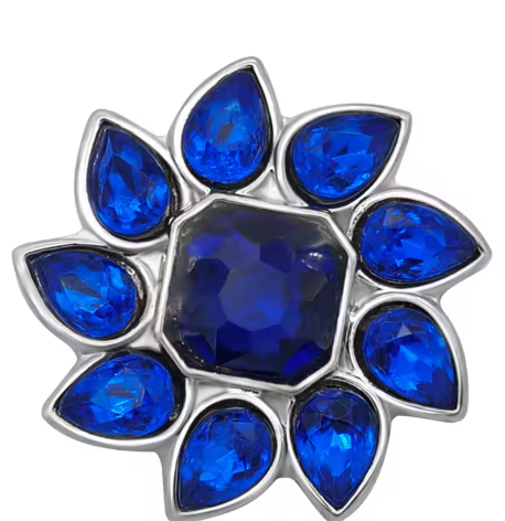 Rhinestone Metal Flower Birthstone 20mm Snap Charm for Snap Jewelry