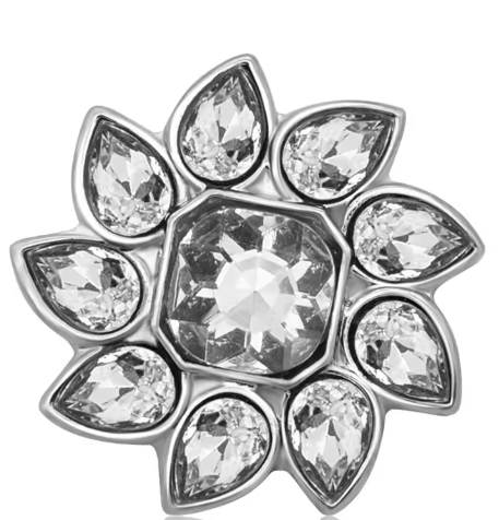 Rhinestone Metal Flower Birthstone 20mm Snap Charm for Snap Jewelry