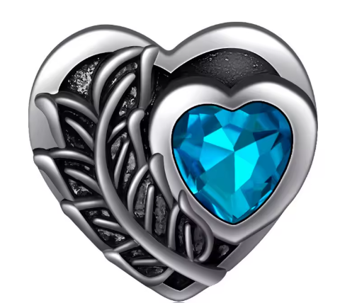 Metal Rhinestone Birthstone Heart Shaped 20mm Snap Charm for Snap Jewelry
