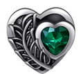 Metal Rhinestone Birthstone Heart Shaped 20mm Snap Charm for Snap Jewelry