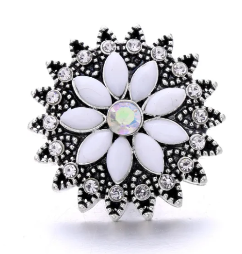 Large Rhinestone Flower 20mm Snap Charm for Snap Jewelry (Assorted Colors)