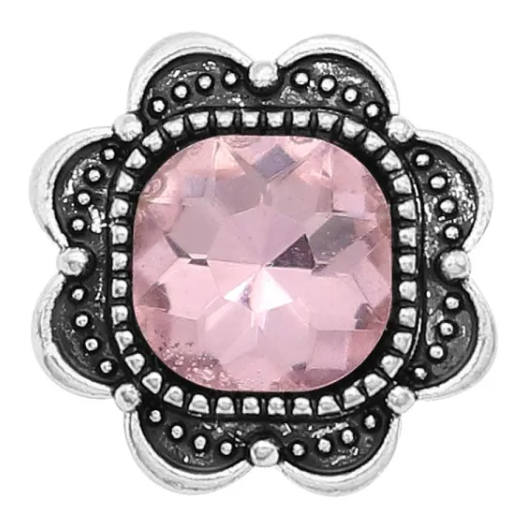 Square Filigree Edge Large Rhinestone 20mm Snap Charm for Snap Jewelry (Assorted Colors)