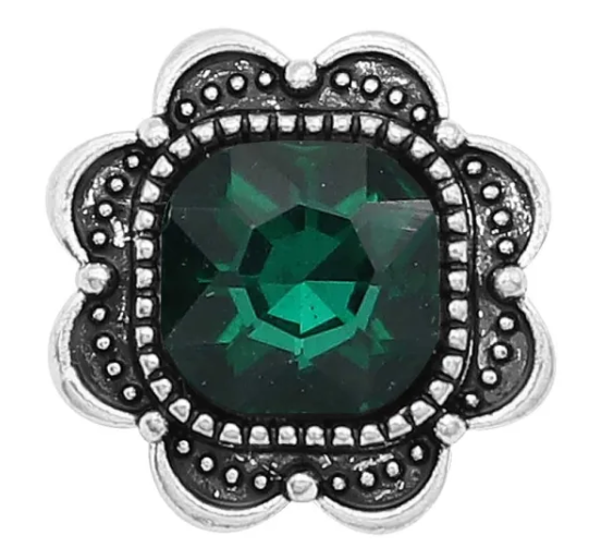 Square Filigree Edge Large Rhinestone 20mm Snap Charm for Snap Jewelry (Assorted Colors)