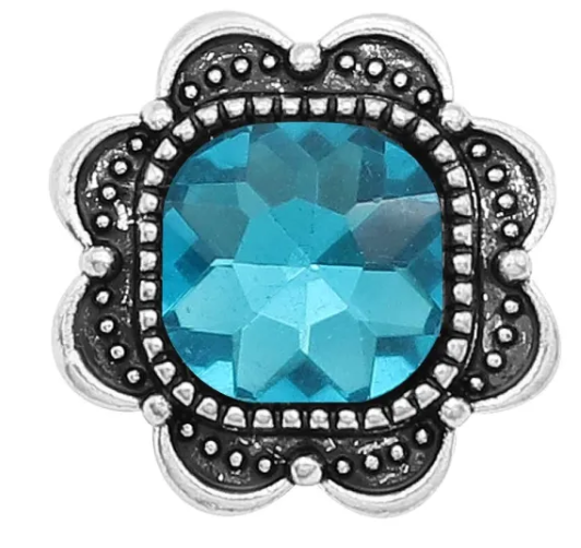 Square Filigree Edge Large Rhinestone 20mm Snap Charm for Snap Jewelry (Assorted Colors)