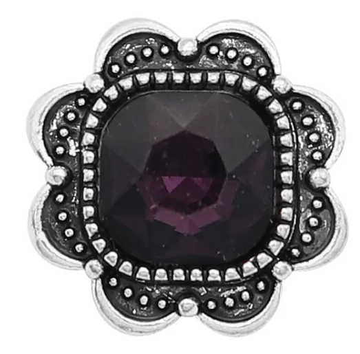 Square Filigree Edge Large Rhinestone 20mm Snap Charm for Snap Jewelry (Assorted Colors)